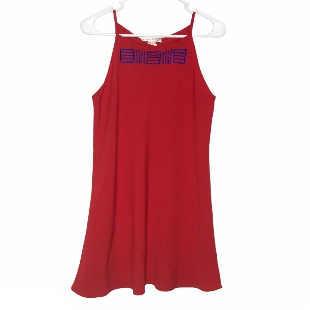 Josie Natori Vintage 90s Slip Nightgown Red Blue Size SMALL